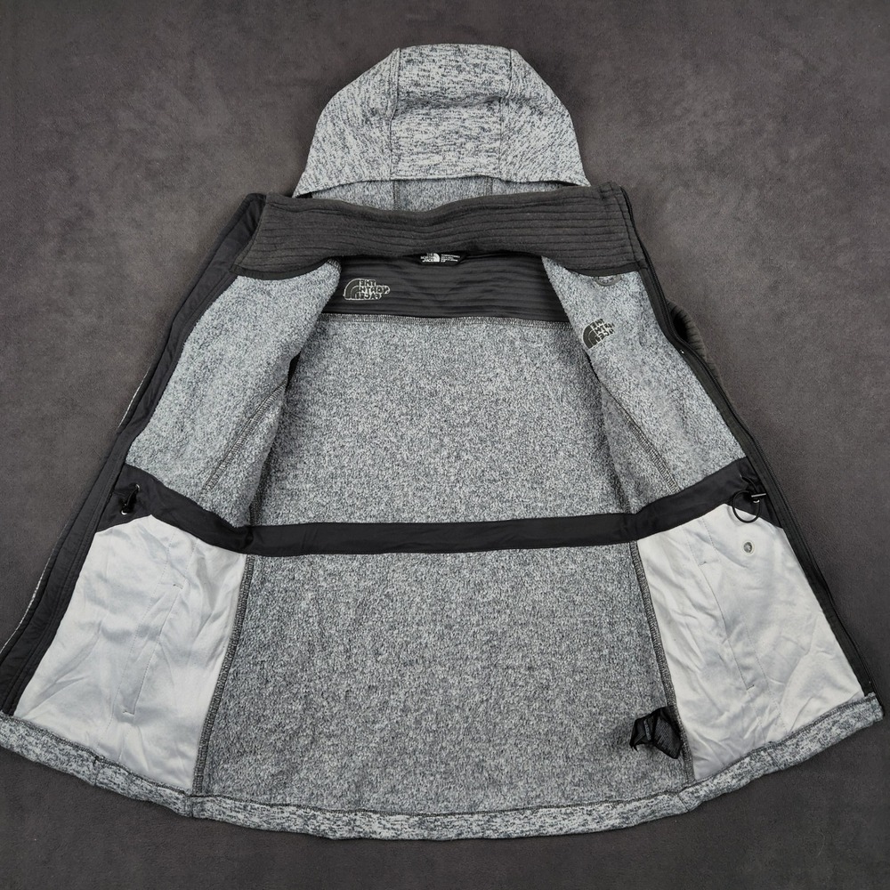 The North Face Indi Insulated Hoodie Jacket Womens Small Heather Gray Full Zip - Picture 3 of 12